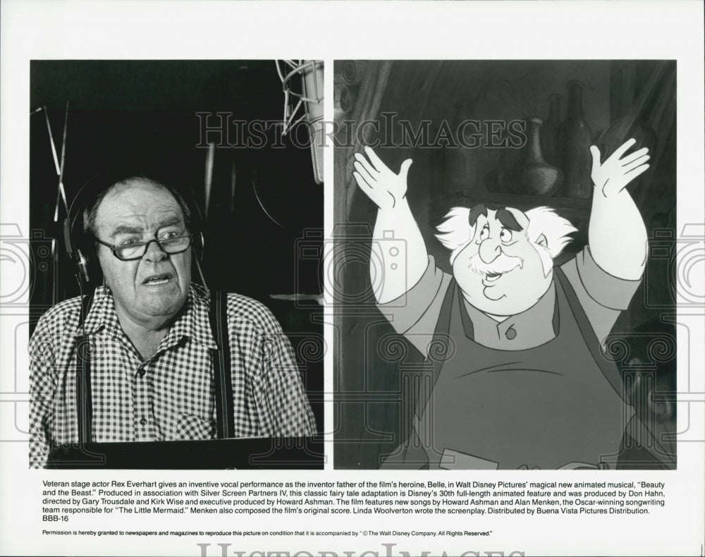 Press Photo Actor Rex Everhart, voice of Belle "Beauty and the Beast" - Historic Images