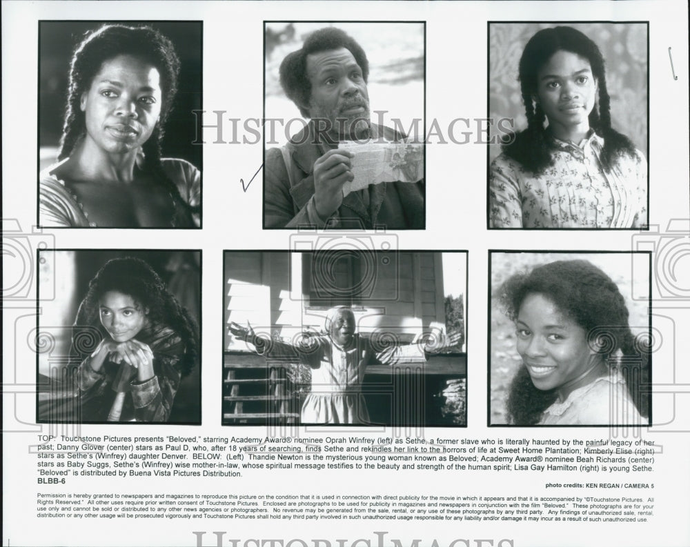 1987 Press Photo Oprah Winfrey Danny Glover Kimberly Elise Thandie Newton Beah - Historic Images