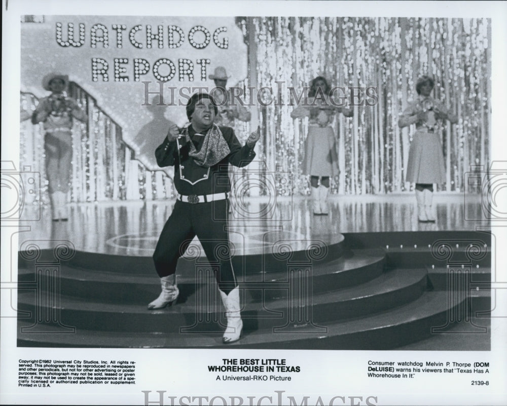 1982 Press Photo Dom DeLuise in "The Best Little Whorehouse in Texas" - Historic Images