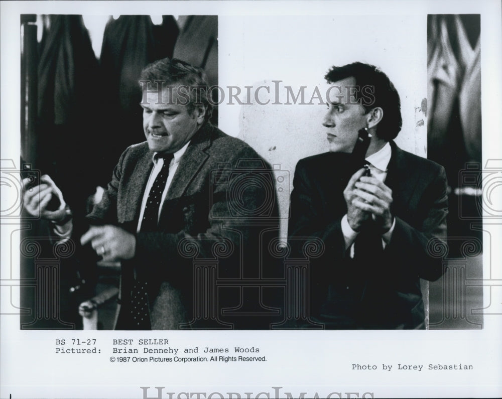 1987 Press Photo Brian Dennehy &amp; James Woods In Best Seller - Historic Images