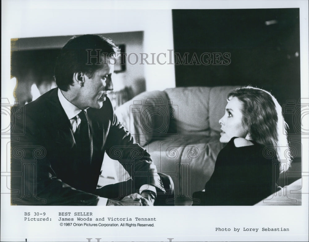 1987 Press Photo James Woods, Victoria Tennant "Best Seller" - Historic Images