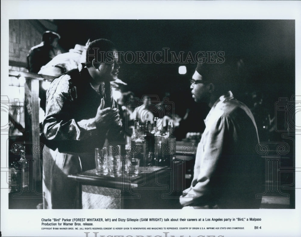 1988 Press Photo Forrest Whitaker and Sam Wright in &quot;Bird&quot; - Historic Images