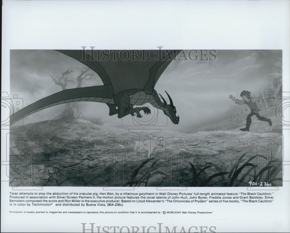 1985 Press Photo Walt Disney Pictures' "The Black Cauldron" Amimated Motion - Historic Images