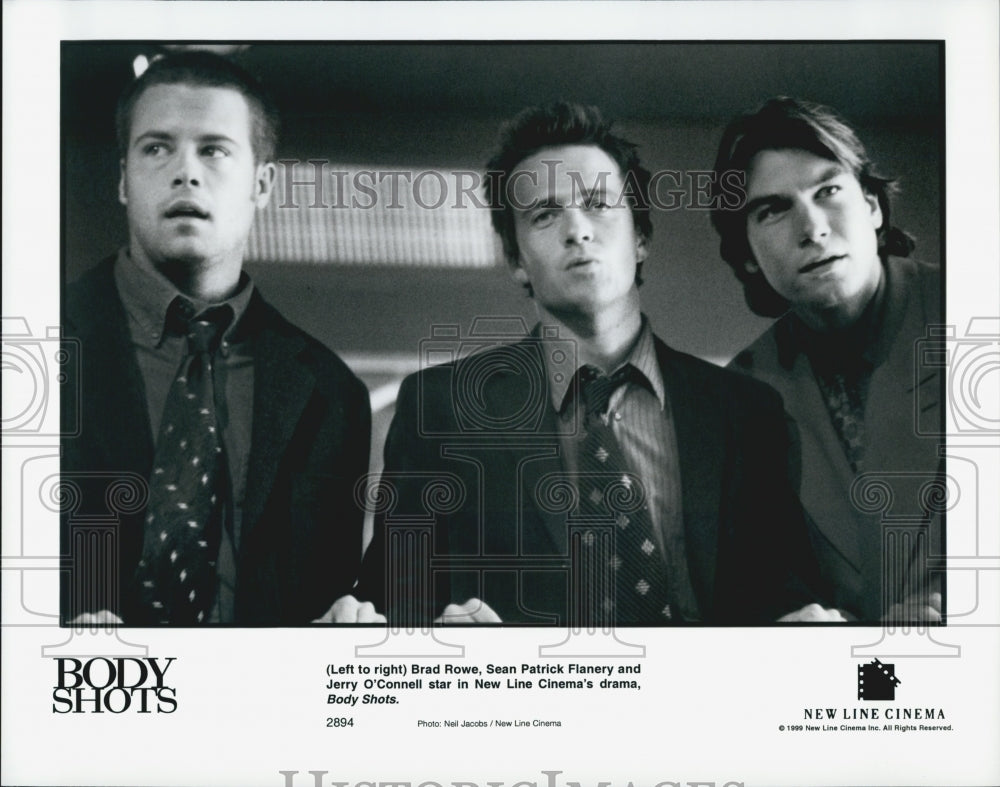 1999 Press Photo Brad Rowe Sean Patrick Flanery Jerry O'Connell in "Body Shots" - Historic Images