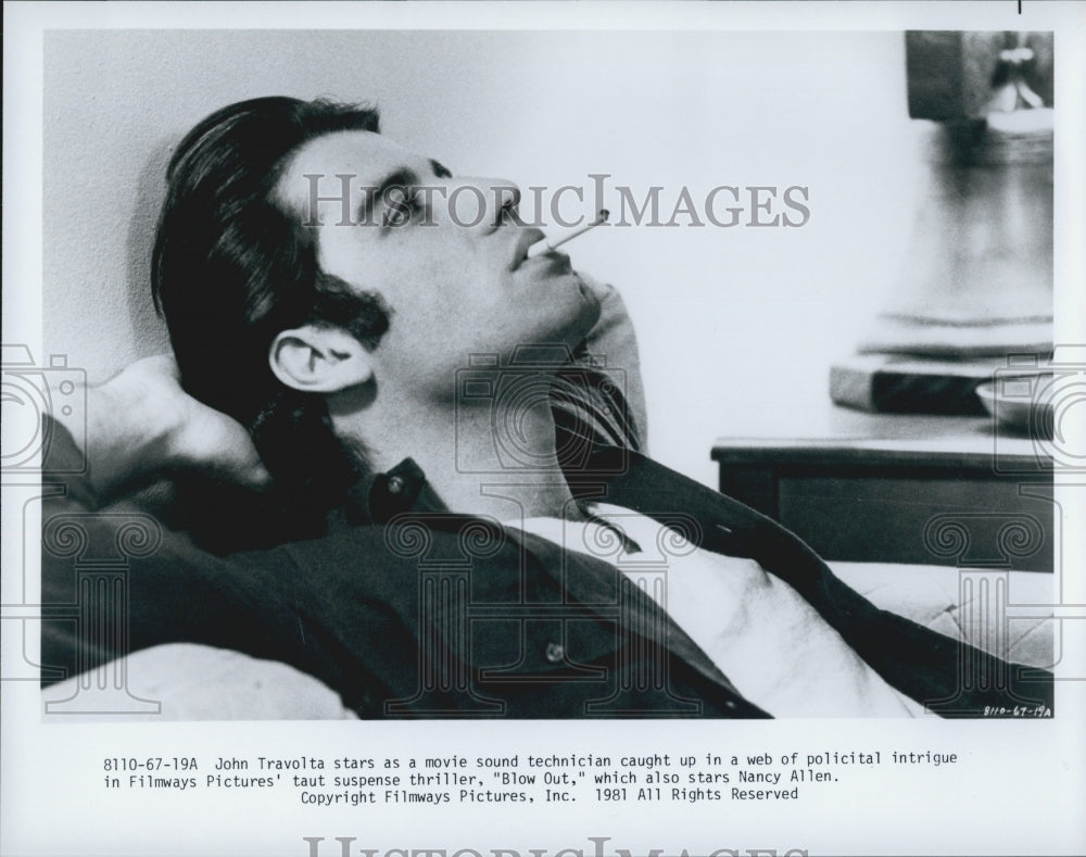 1981 Press Photo John Travolta starring in suspense thriller &quot;Blow Out&quot; - Historic Images