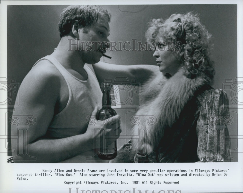 1981 Press Photo Dennis Franz and Nancy Allen in a scene from "Blow Out" - Historic Images
