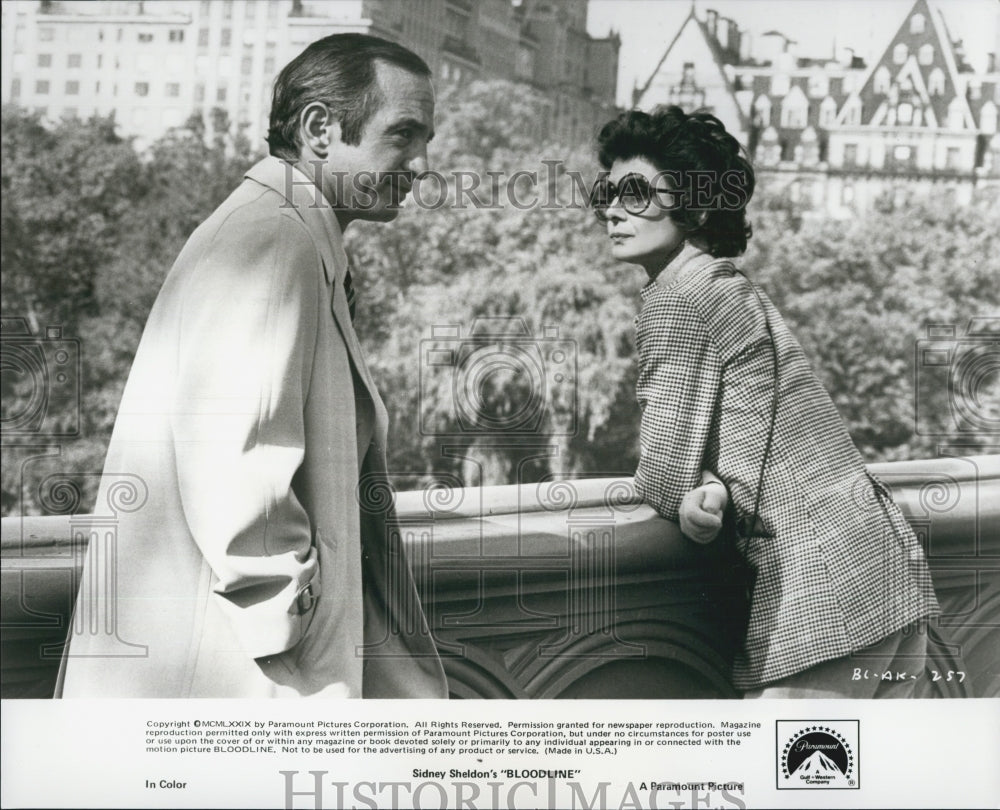 1979 Press Photo Ben Gazzara and Audrey Hepburn in &quot;Sidney Sheldon&#39;s Bloodline&quot; - Historic Images