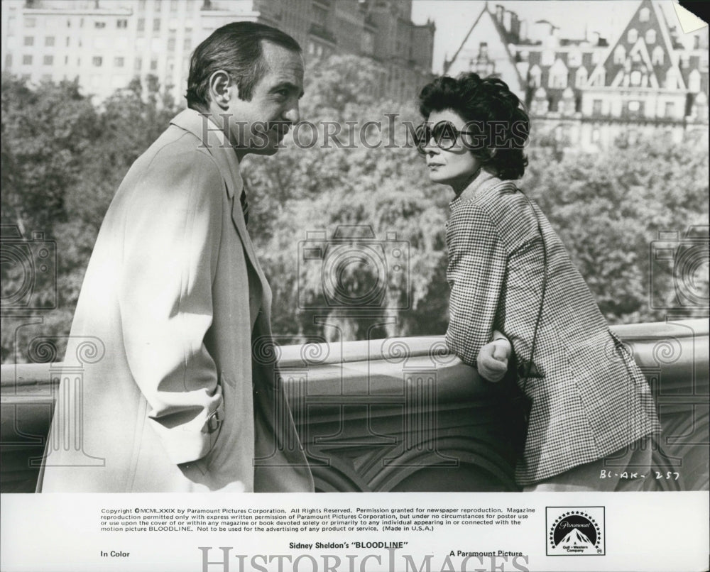 1979 Press Photo Ben Gazzara &amp; Audrey Hepburn in &quot;Sidney Sheldon&#39;s Bloodline&quot; - Historic Images