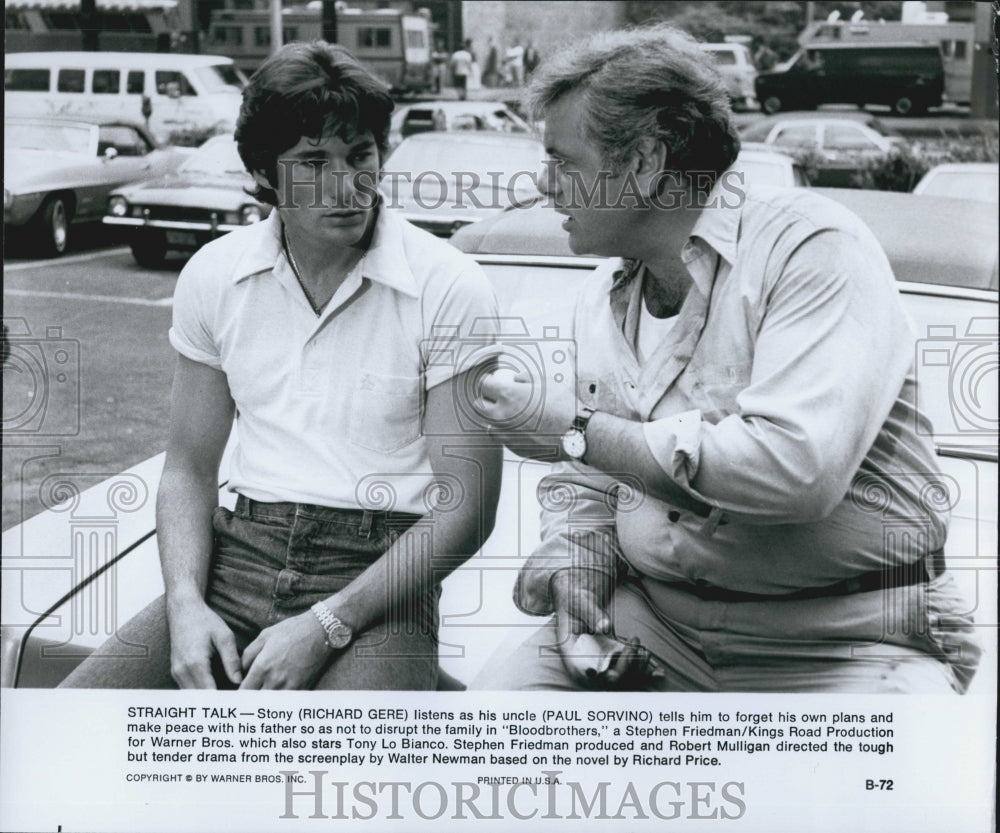 1978 Press Photo Richard Gere and Paul Sorvino in "Bloodbrothers" - Historic Images