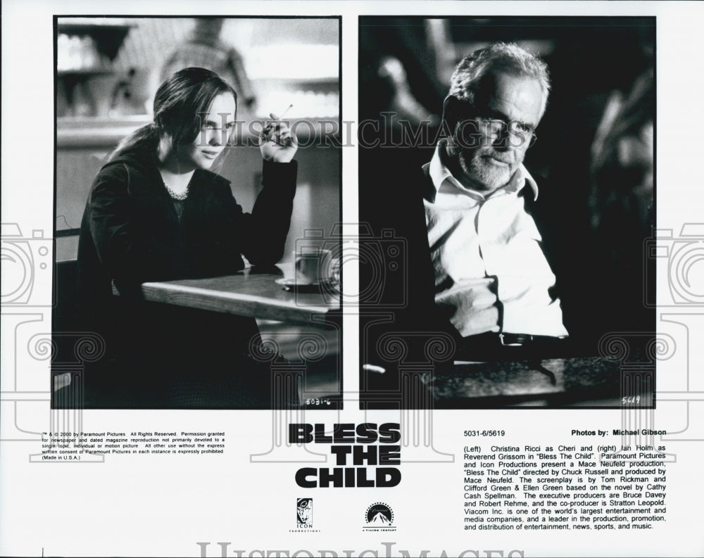 2000 Press Photo Christina Ricci, Ian Holm in "Bless the Child" - Historic Images