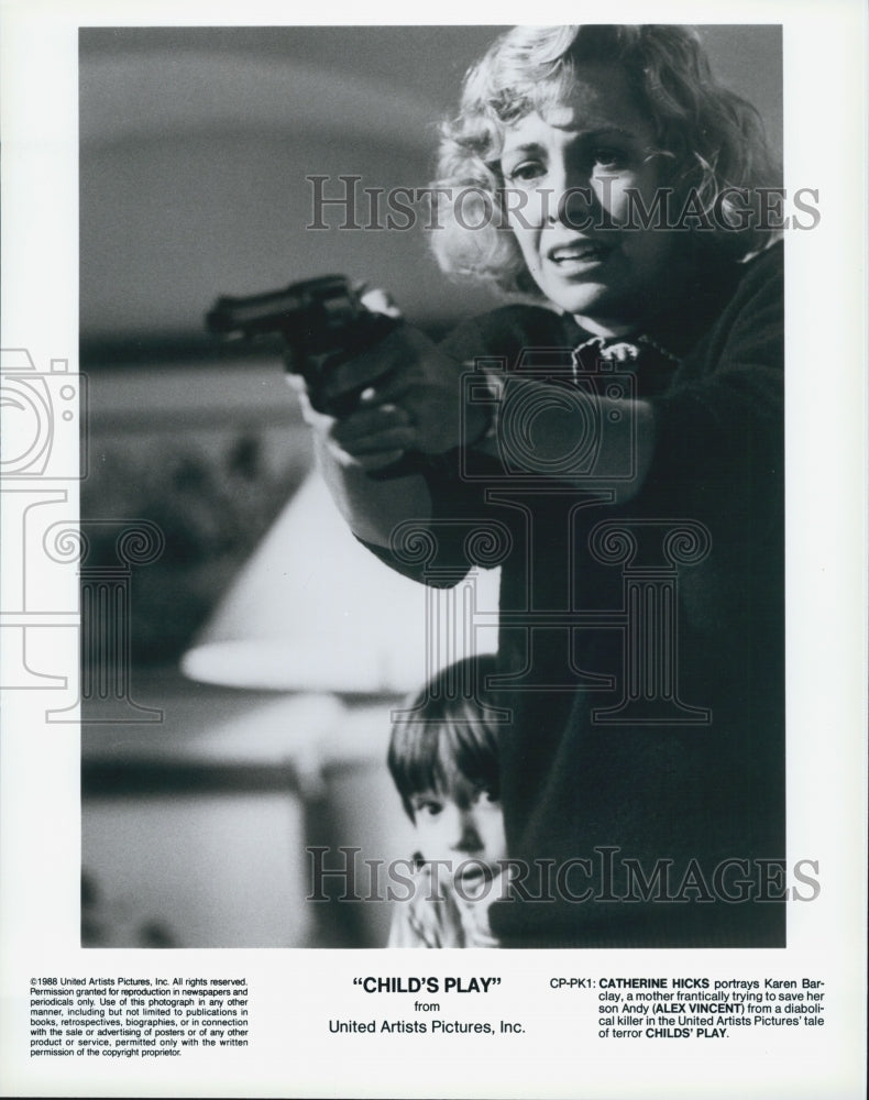 1988 Press Photo Actors Catherin Hicks and Alex Vincent in "Child's Play" - Historic Images
