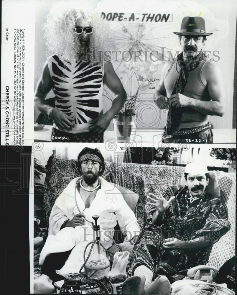 1983 Press Photo Tommy Chong and Cheech Marin in "Cheech & Chong's Still Smokin" - Historic Images