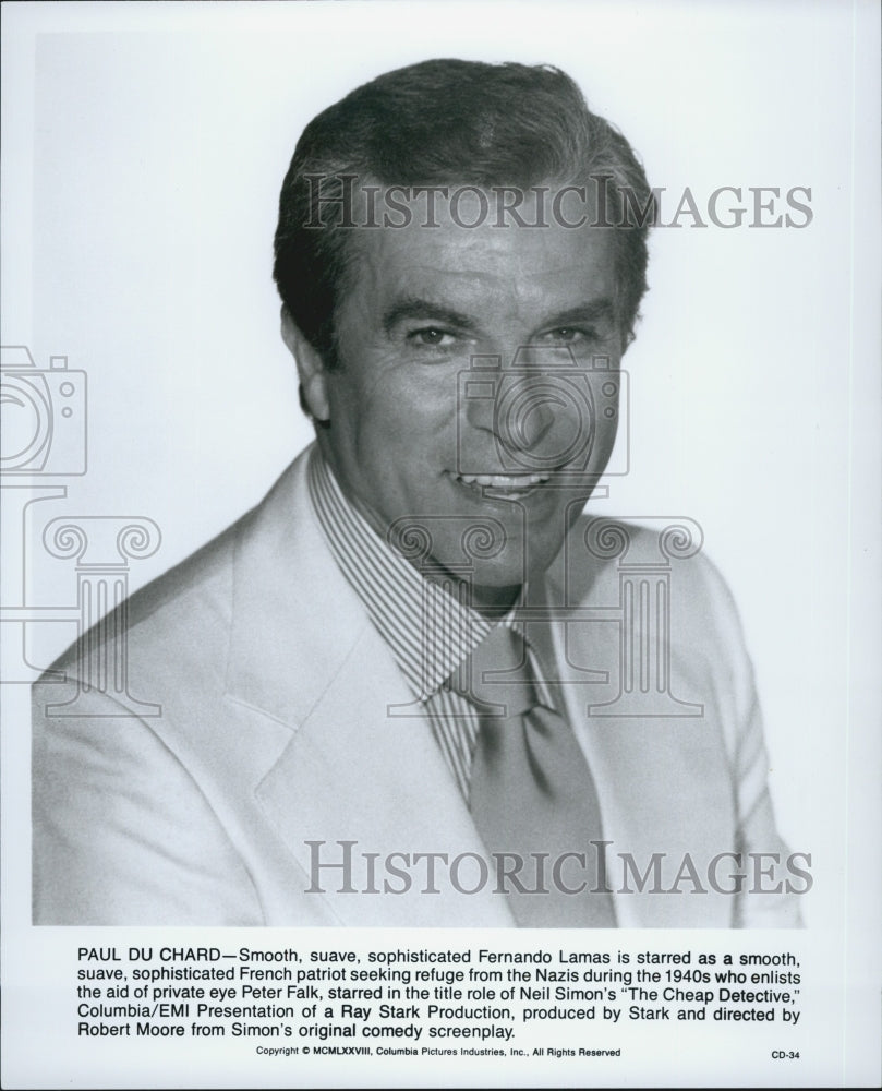 1978 Press Photo Fernando Lamas stars in &quot;The Cheap Detective&quot; - DFPG31861 - Historic Images