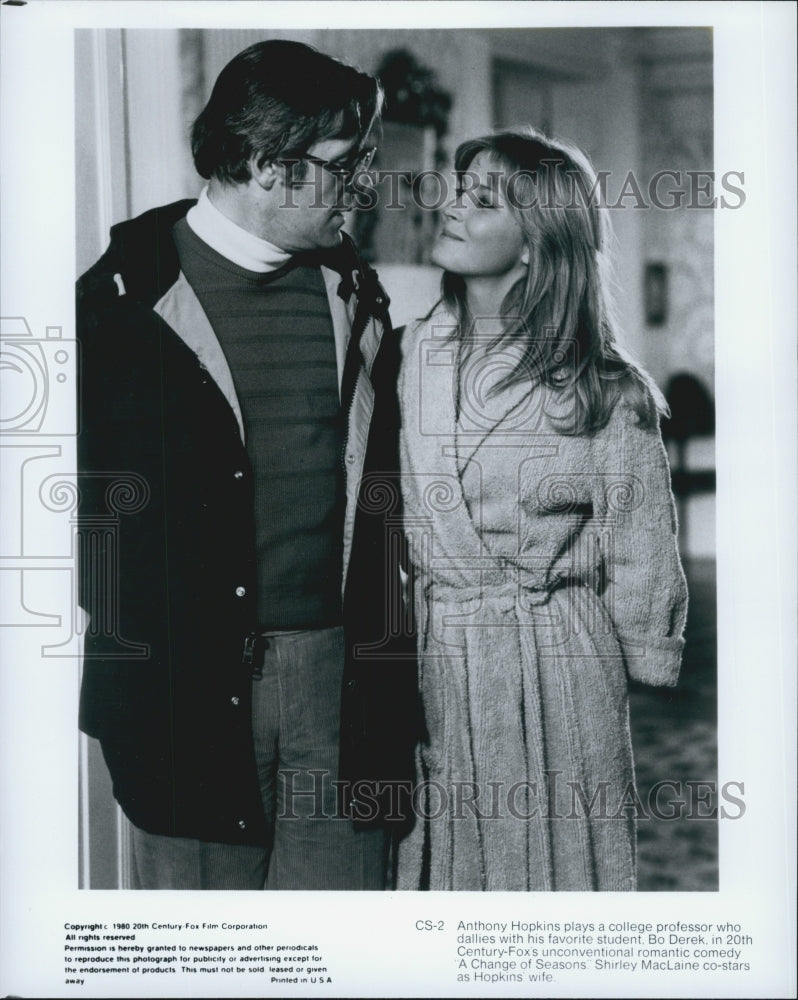 1980 Press Photo Anthony Hopkins and Bo Derek in "A Change of Seasons" - Historic Images
