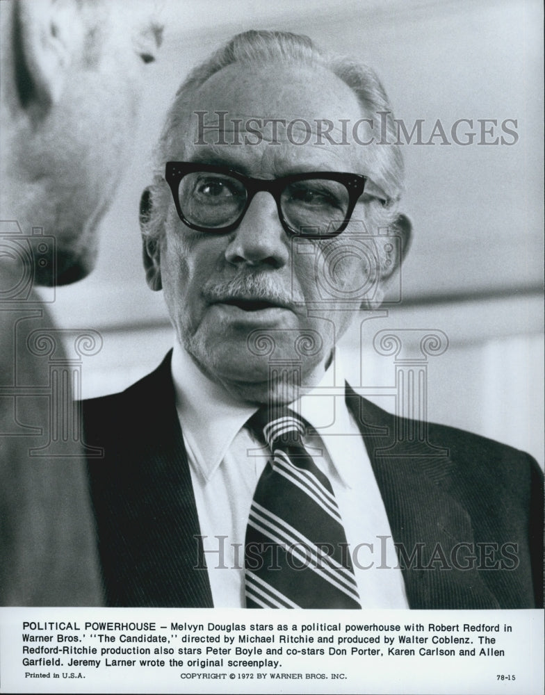 1972 Press Photo  "The Candidate"  Melvyn Douglas - Historic Images