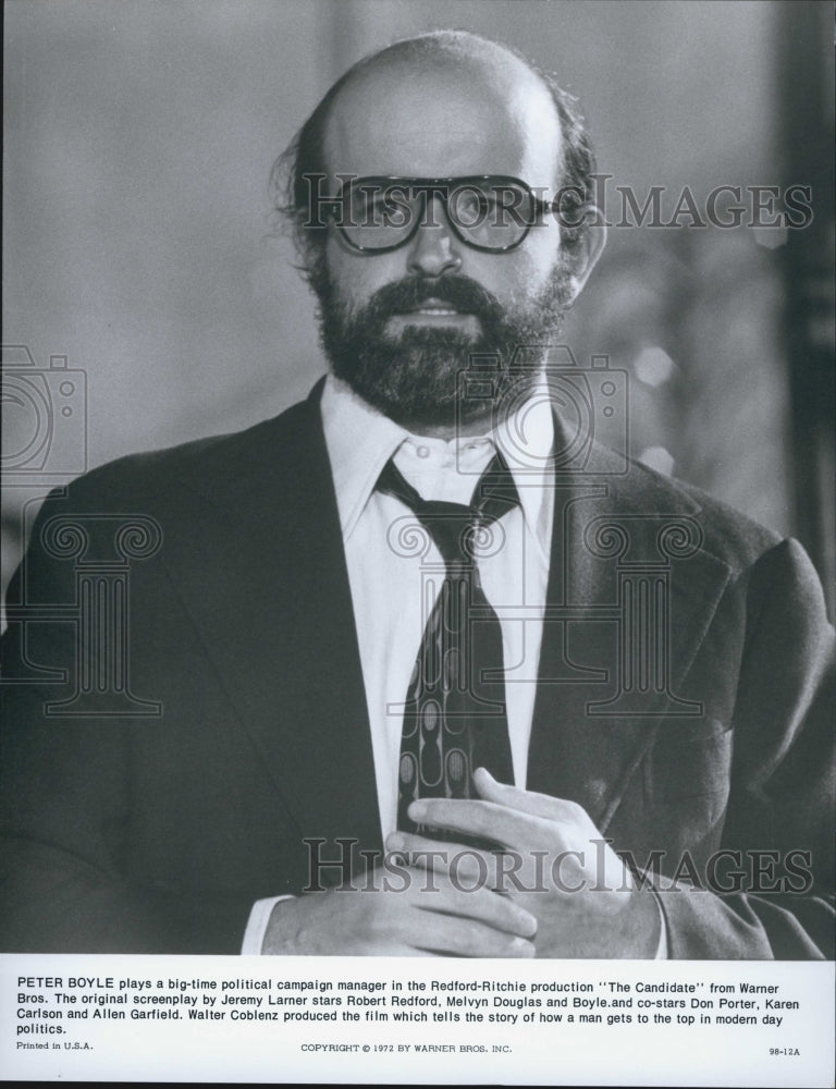 1972 Press Photo  "The Candidate"  Peter Boyle - Historic Images