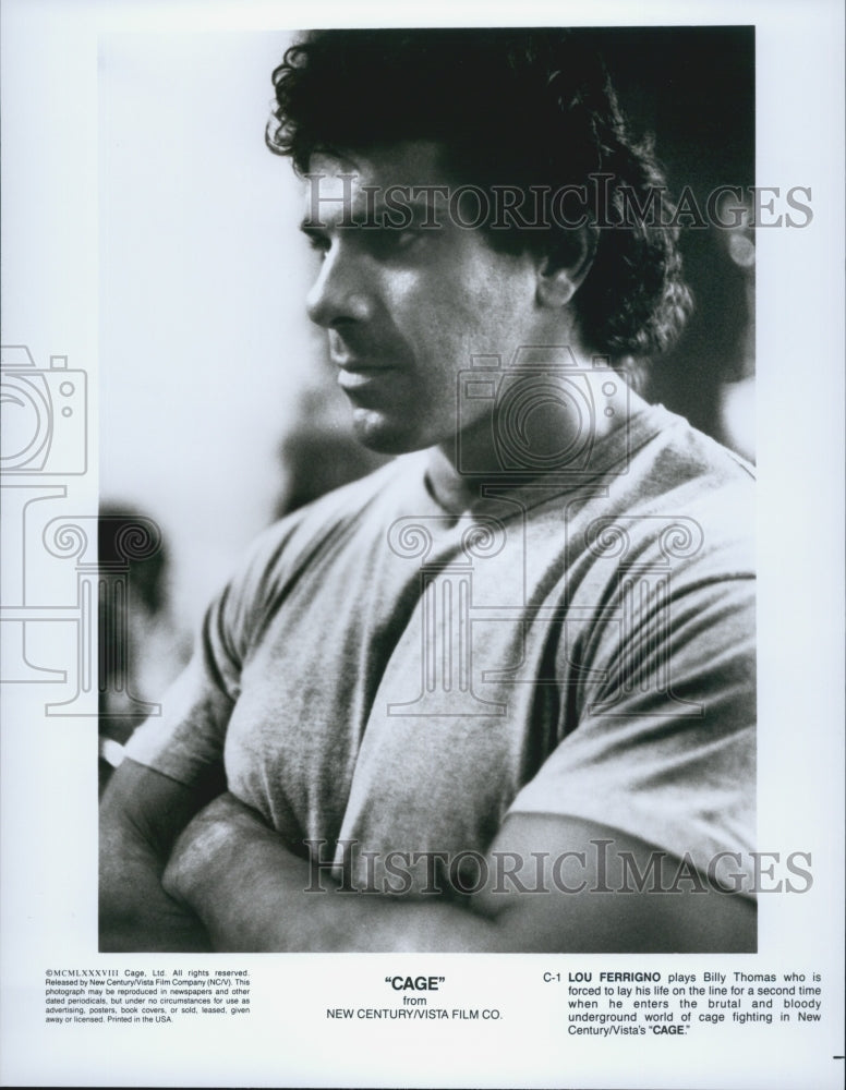 1989 Press Photo Lou Ferrigno Stars In Cage - Historic Images