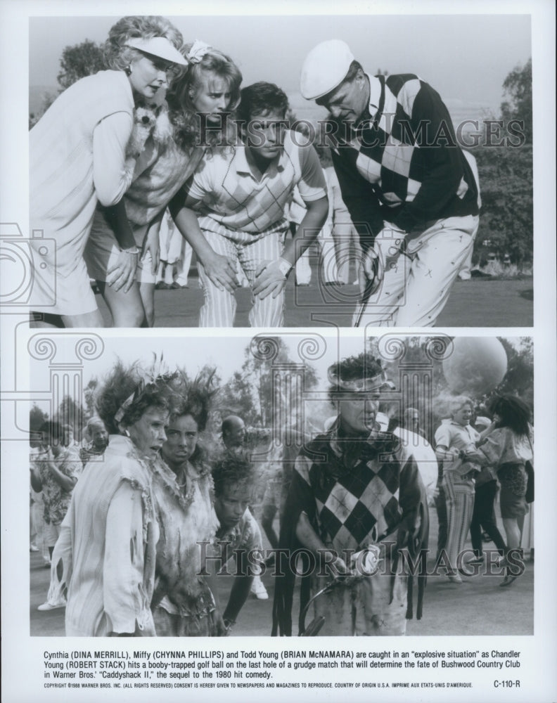 1988 Press Photo D. Merrill, C. Phillips, B. McNamara "Caddyshack II" - Historic Images