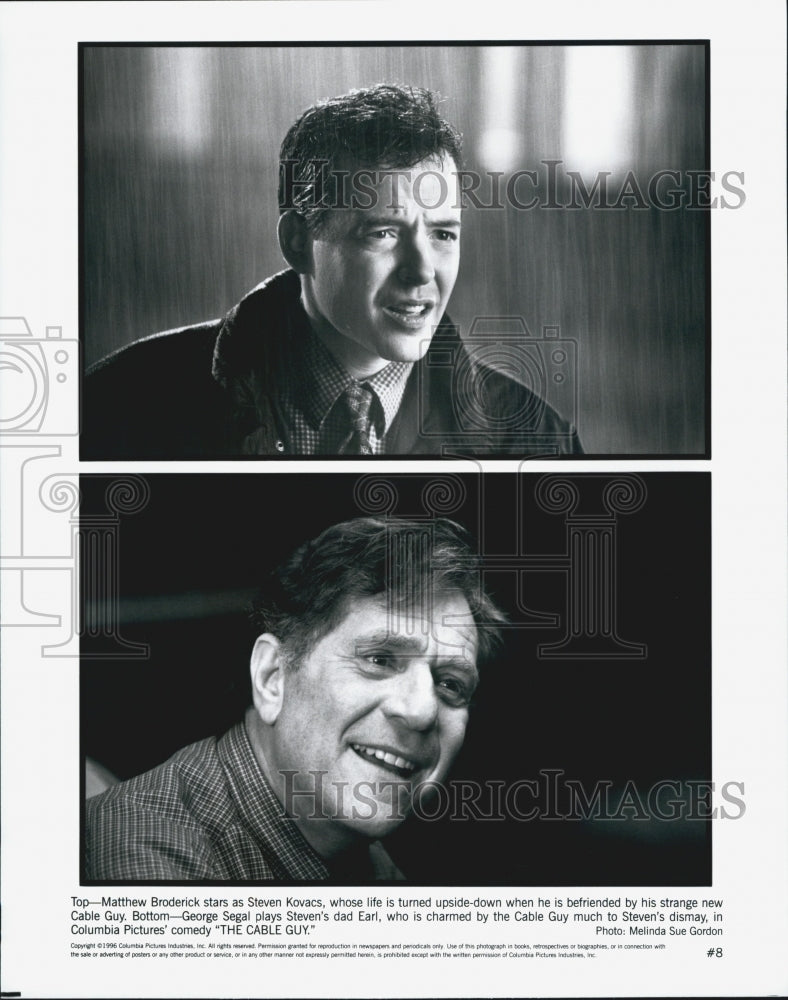 1996 Press Photo Matthew Broderick and George Segal in "The Cable Guy" - Historic Images