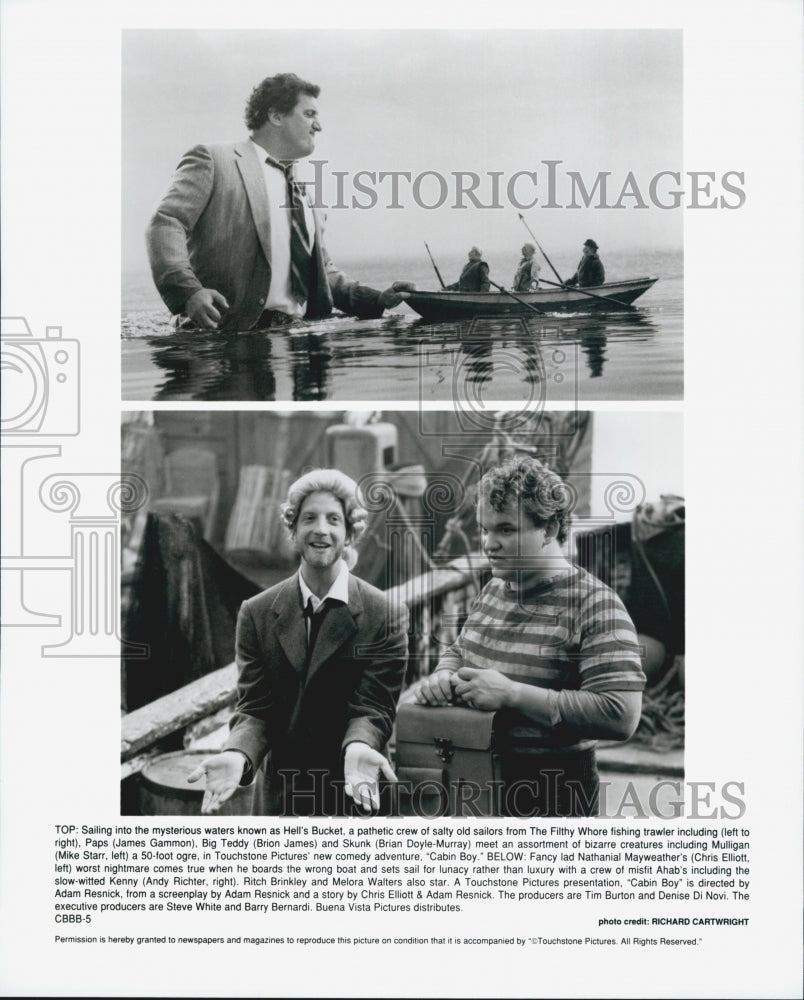 1994 Press Photo Chris Elliott, Andy Richter, James Gammon &quot;Cabin Boy&quot; - Historic Images