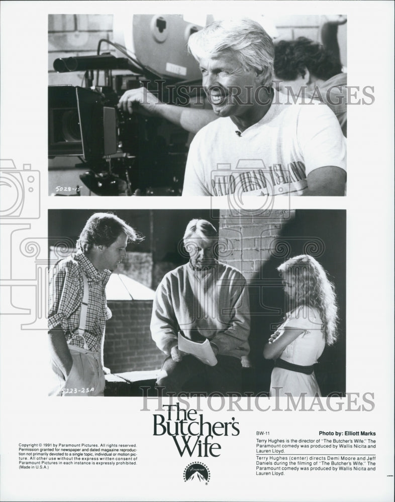 1991 Press Photo Terry Hughes, Demi Moore, Jeff Daniels &quot;The Butcher&#39;s Wife&quot; - Historic Images