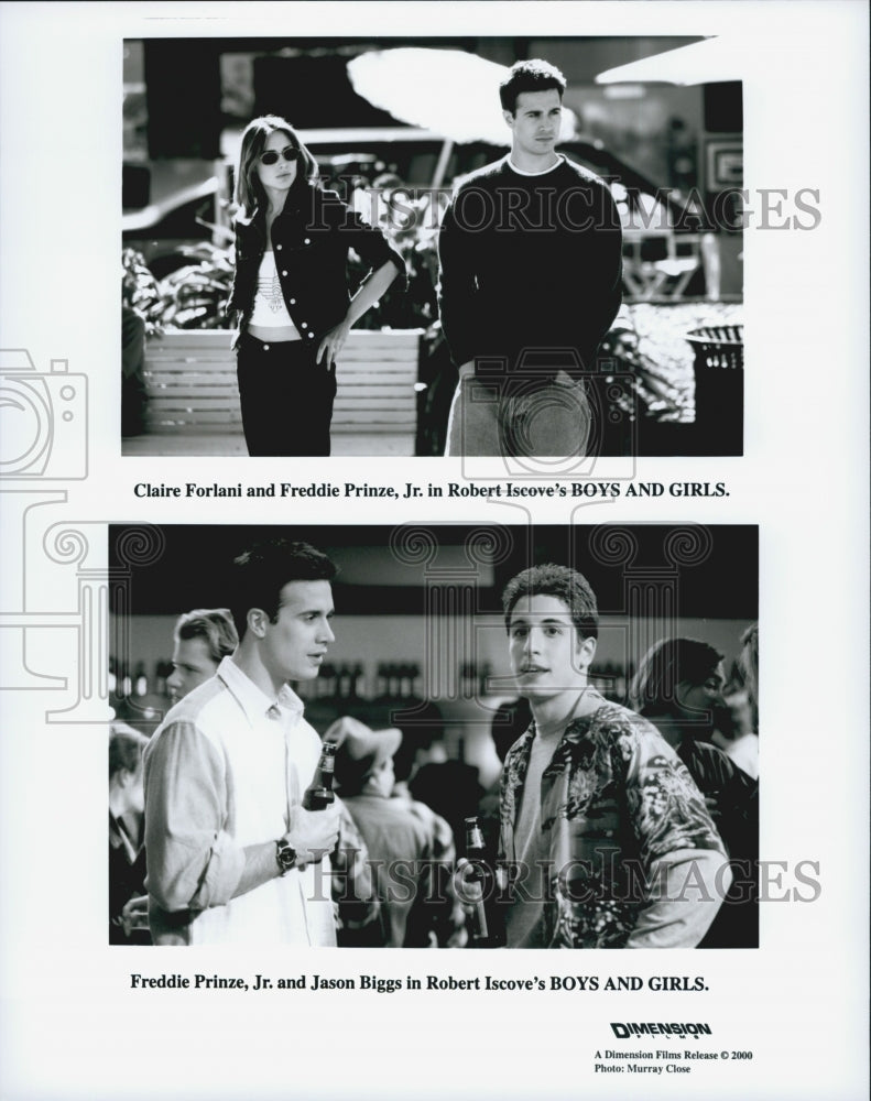 2000 Press Photo Freddie Prinze Jr. & Jason Biggs in "Boys And Girls" - Historic Images