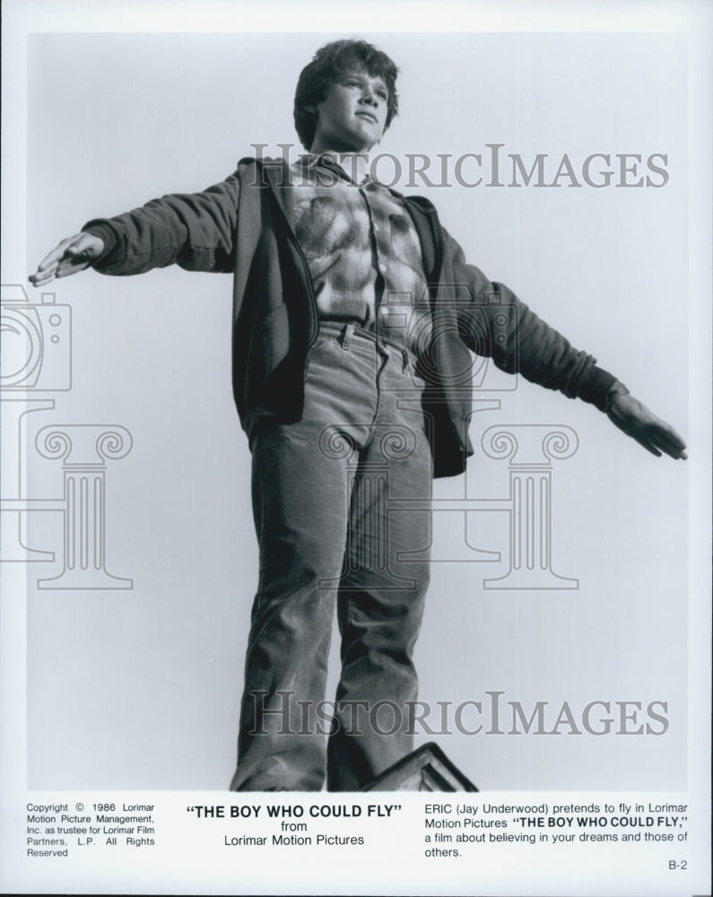 1985 Press Photo Jay Underwood in "The Boy Who Could Fly" - Historic Images
