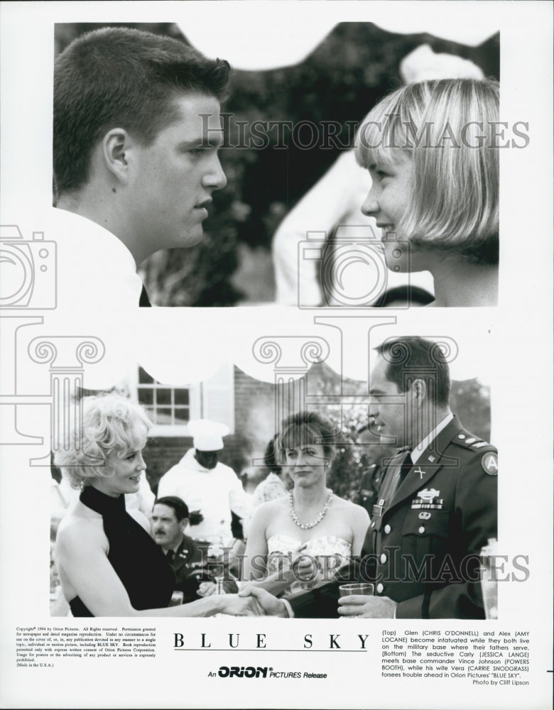 1994 Press Photo Chris O&#39;Donnell, Amy Locane, J. Lange, P. Booth &quot;Blue Sky&quot; - Historic Images