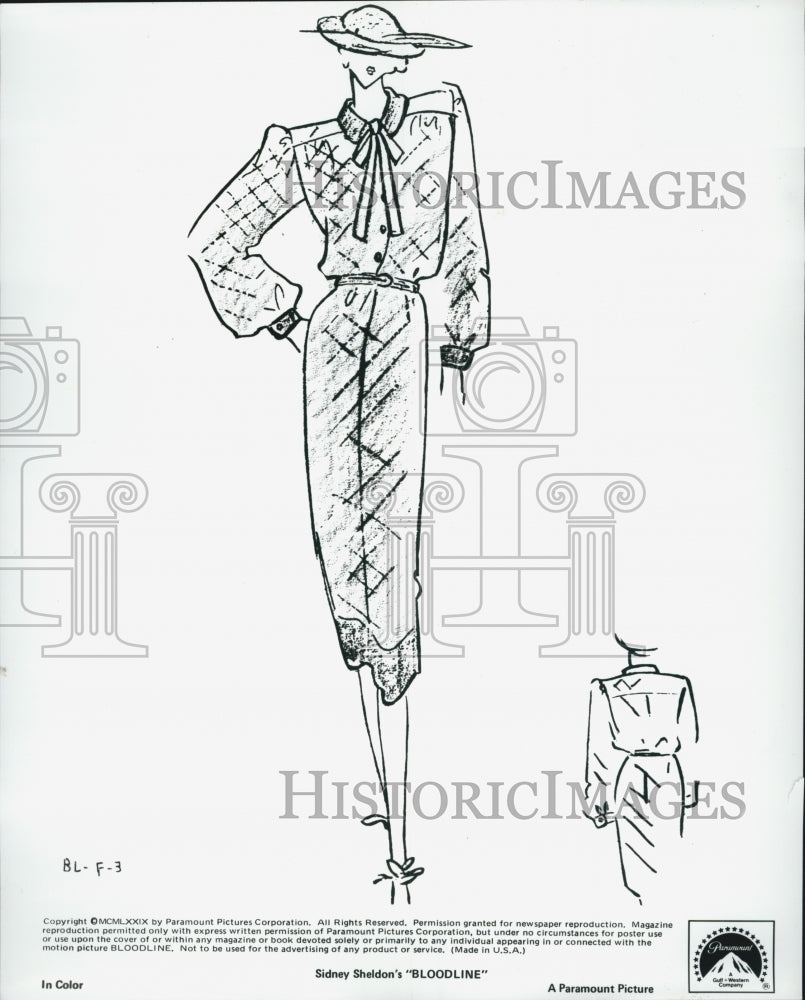 1979 Press Photo Production Sketch for "Sidney Sheldon's Bloodline" - Historic Images