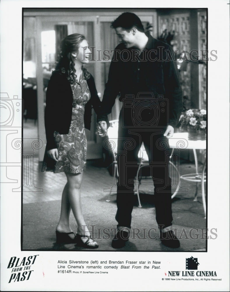 1998 Press Photo Alicia Silverstone and Frendan Fraser &quot;Blast from the Past&quot; - Historic Images