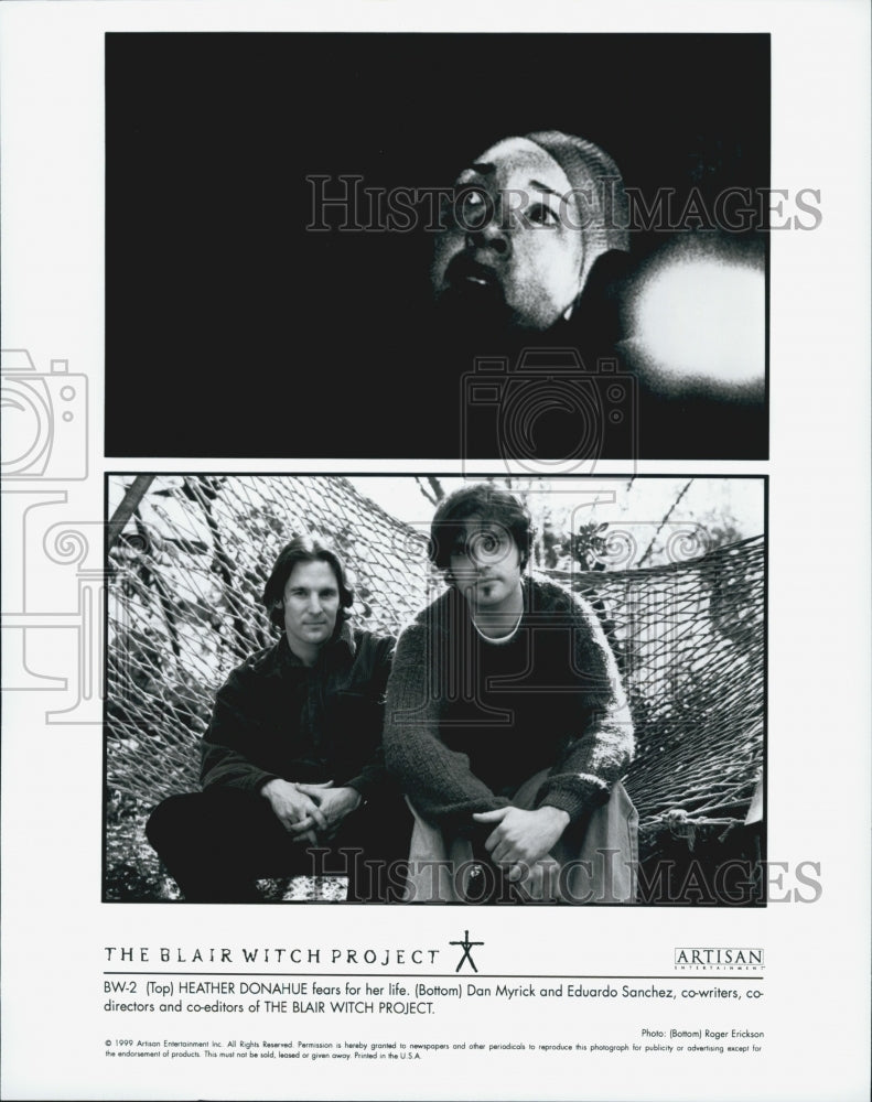 1999 Press Photo Heather Donahue Dan Myrick Eduardo Sanchez "The Blair Witch - Historic Images