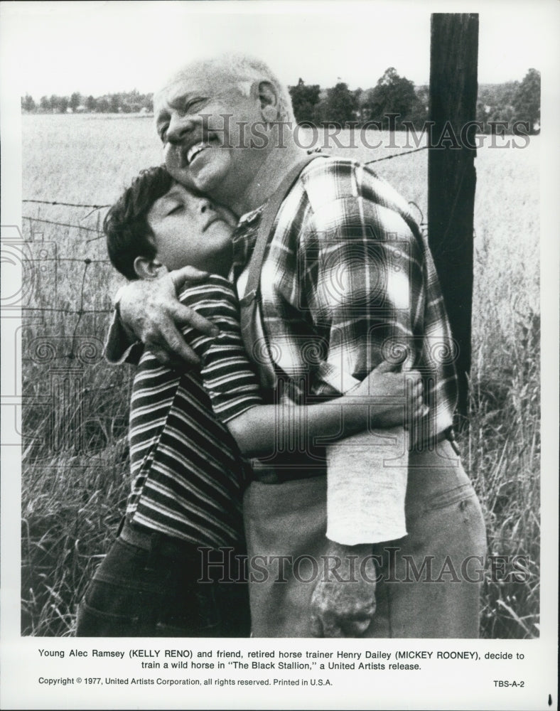1977 Press Photo "The Black Stallion " Kelly Reno, Mickey Rooney - Historic Images