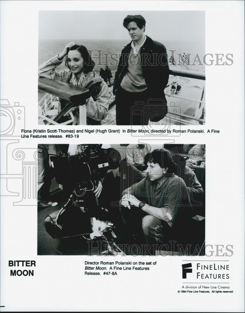 1994 Press Photo Hugh Grant, Kristin Scott-Thomas "Bitter Moon" - Historic Images