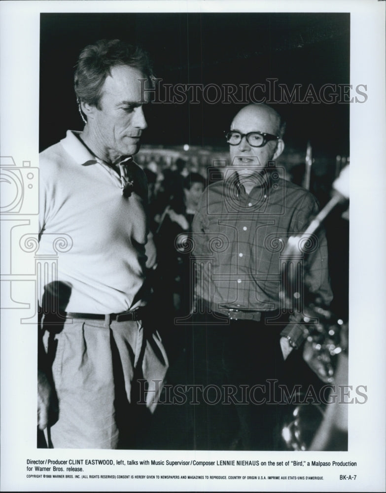 1988 Press Photo Clint Eastwood Director Lennie Niehaus Composer &quot;Bird&quot; - Historic Images