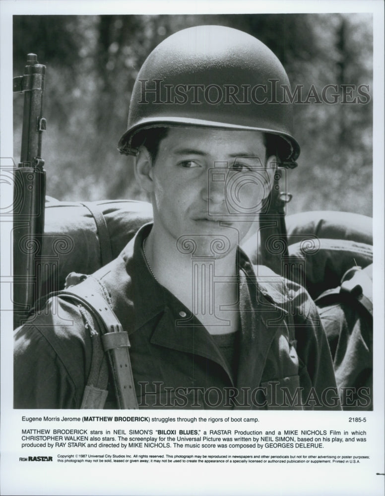 1987 Press Photo Matthew Broderick in &quot;Biloxi Blues&quot; - Historic Images