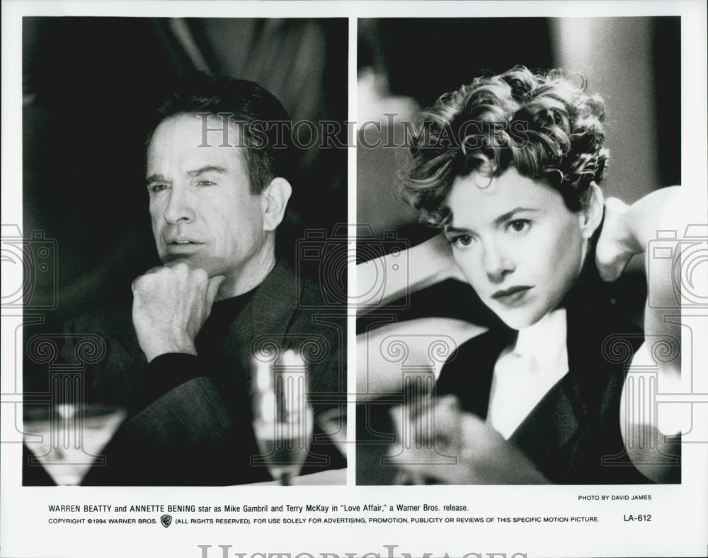 1994 Press Photo Warren Beatty and Annette Bening in &quot;Love Affair&quot; - Historic Images