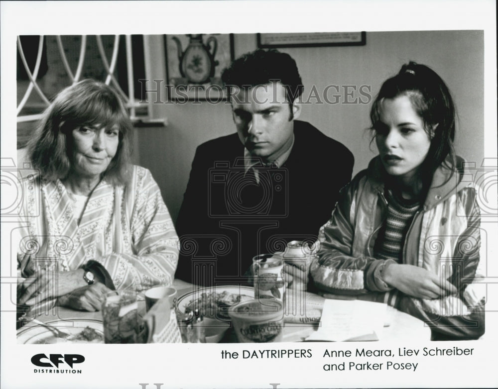 1996 Press Photo Anne Meara, Liev Schreiber, Parker Posey In &quot;The Daytrippers&quot; - Historic Images