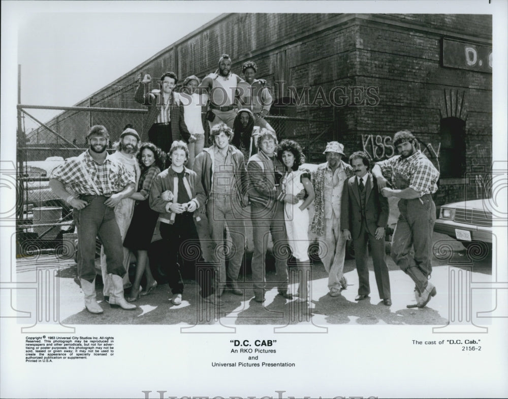 1983 Press Photo Cast Of Comedy Film "D.C. Cab" Starring Gary Busey, Irene Carey - Historic Images