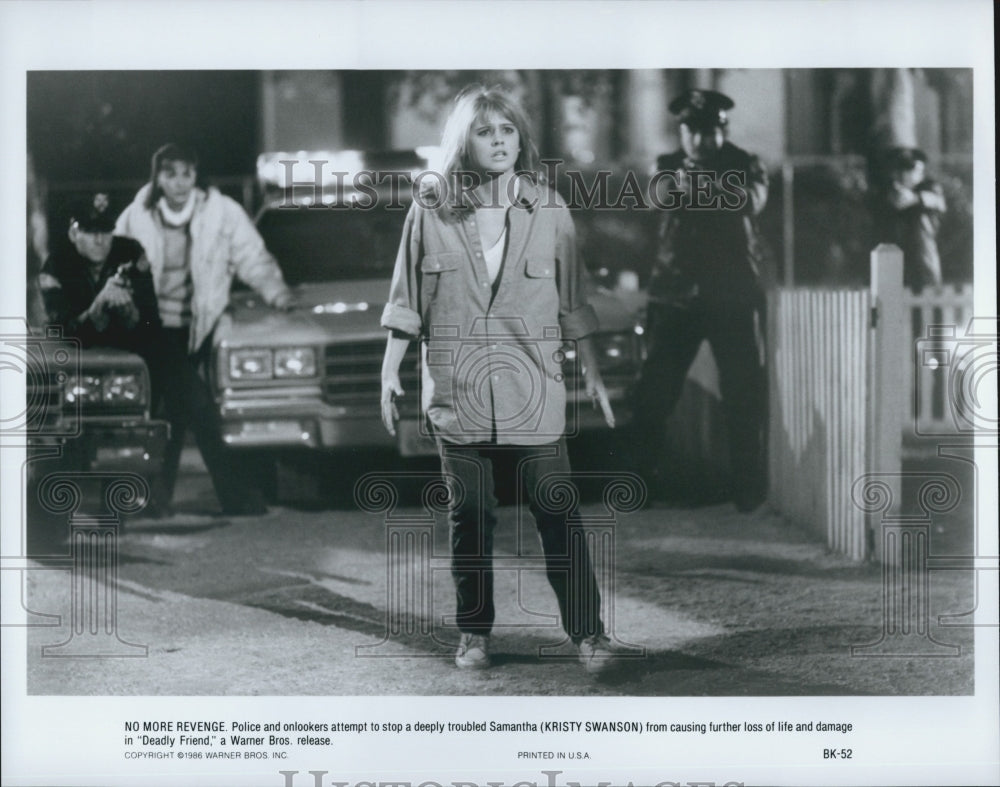 1986 Press Photo Kristy Swanson Stars as Abused Daughter in "Deadly Friend" - Historic Images