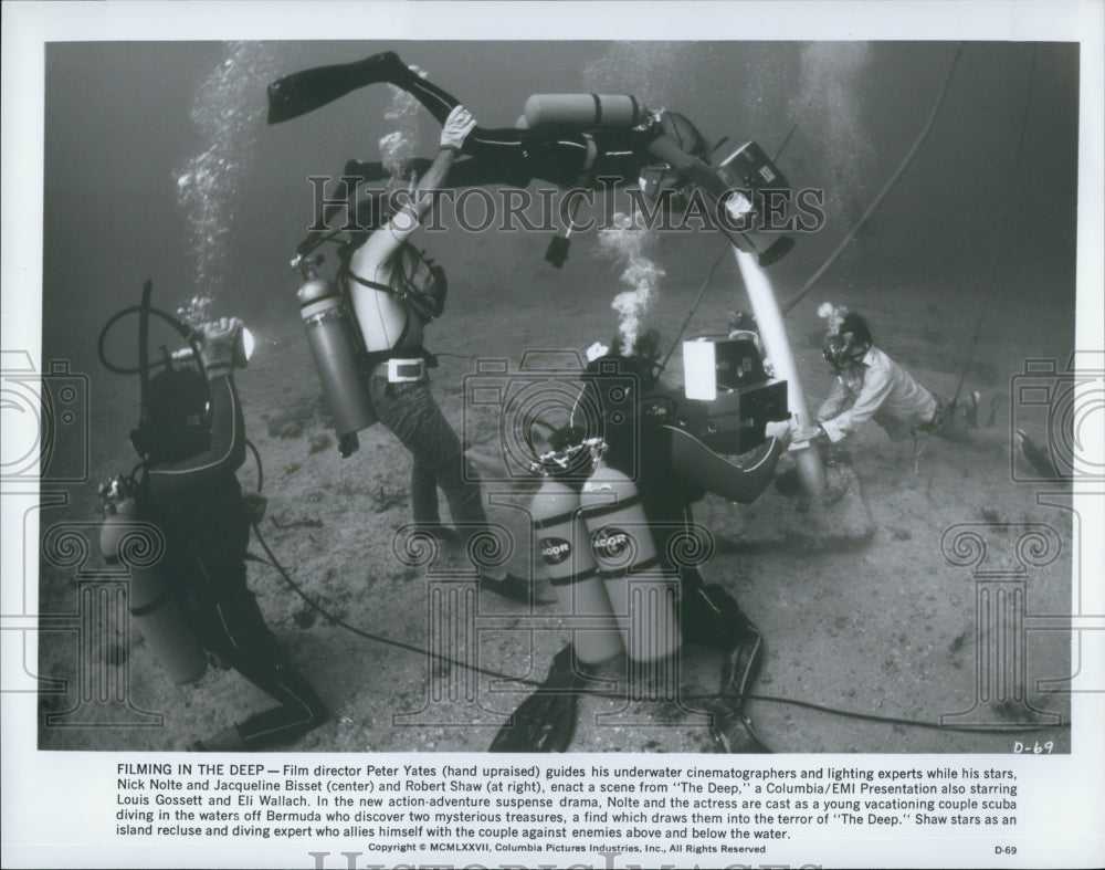1977 Press Photo Nick Nolte, Jacqueline Bisset, Robert Shaw "The Deep" - Historic Images
