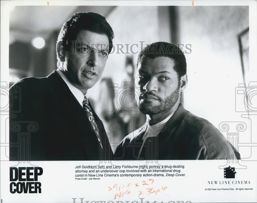 1992 Press Photo Jeff Goldblum, Larry Fishburne &quot;Deep Cover&quot; - Historic Images