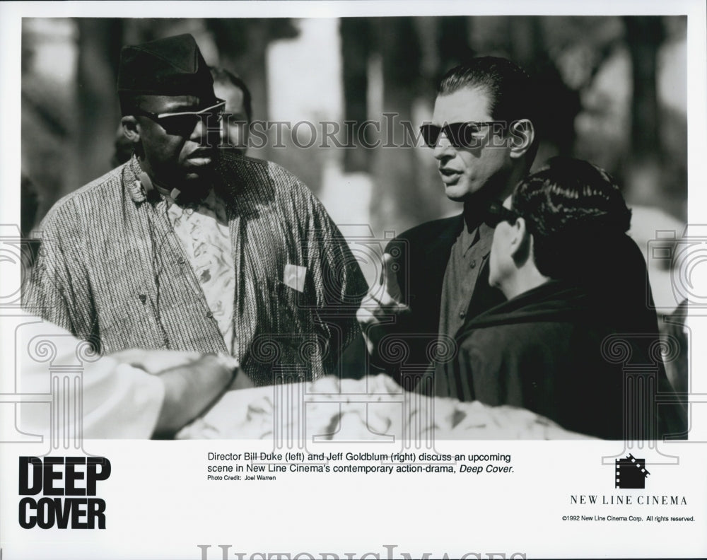 1992 Press Photo Jeff Goldblum, Director Bill Duke &quot;Deep Cover&quot; - Historic Images