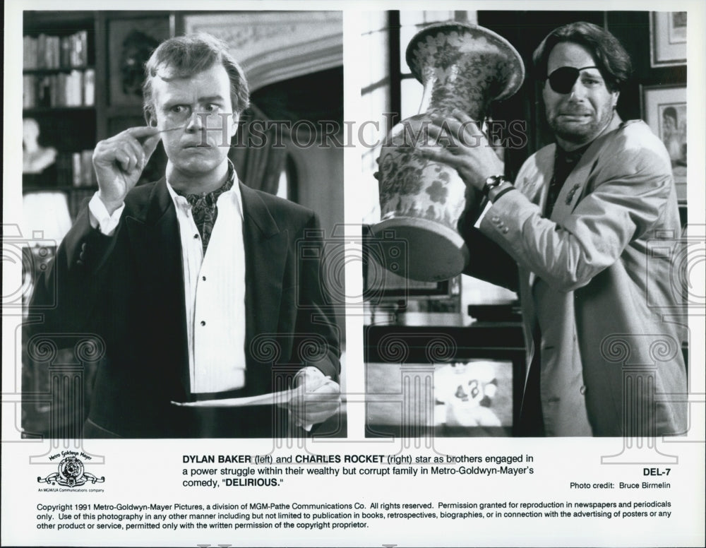 1991 Press Photo Dylan Baker &amp; Charles Rocket Star In Delirious - Historic Images