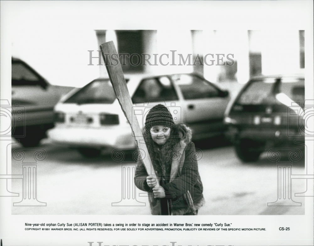 1991 Press Photo Actress Alisan Porter in "Curly Sue" - Historic Images