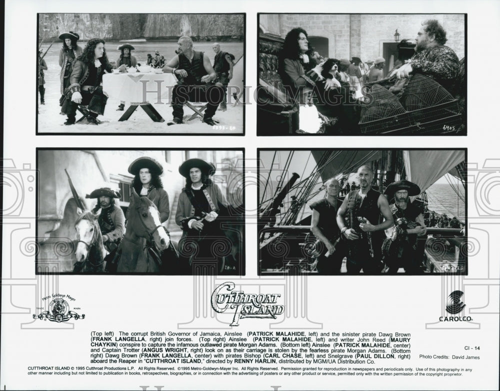 1995 Press Photo "Cutthroat Island" Angus Wright Geena Davis Patrick Malahide - Historic Images