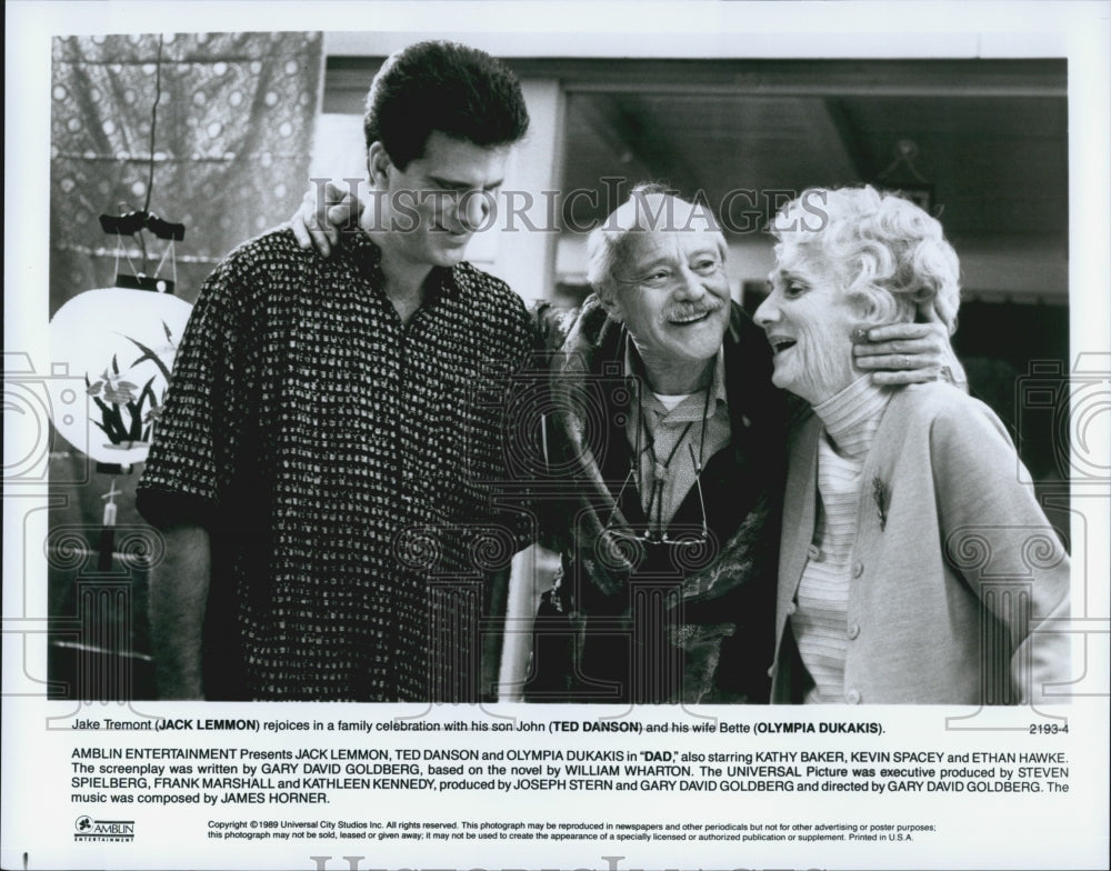 1989 Press Photo Jack Lemmon Ted Danson Olympia Dukakis Star In Dad - DFPG36059 - Historic Images