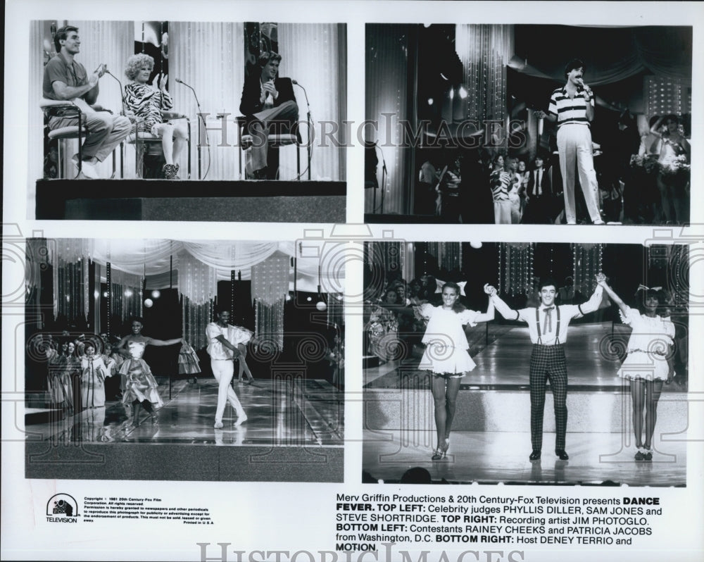 1981 Press Photo "Dance Fever" Phyllis Diller, Sam Jones, Shortridge, Photoglo - Historic Images