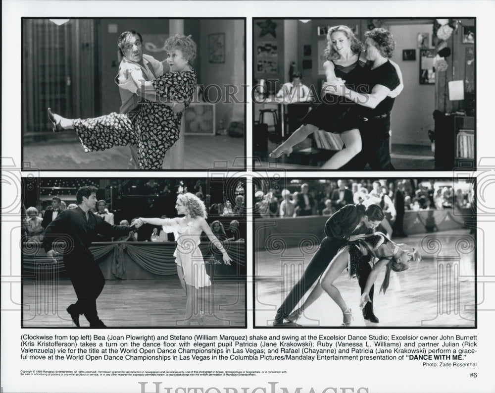 1998 Press Photo Plowright, Marquez, Kristofferson, Krakowski in &quot;Dance With Me&quot; - Historic Images