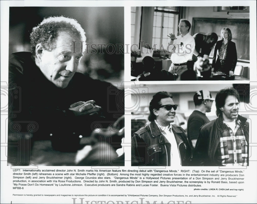 1995 Press Photo "Dangerous Minds" director John N. Smith with Michelle Pfeiffer - Historic Images
