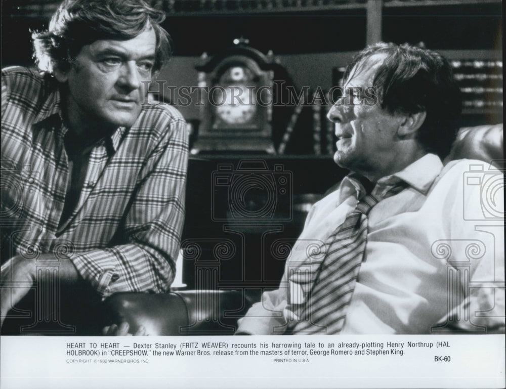 1982 Press Photo &quot;Creepshow&quot; Fritz Weaver &amp; Hal Holbrook - Historic Images